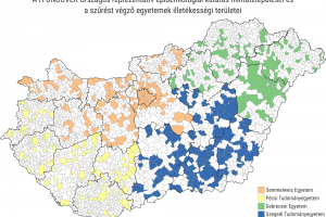 A szűtést végző egyetemek illetékességi területei